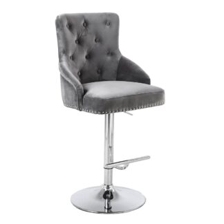 Shankar Rocco Brushed Velvet Grey Bar Stool