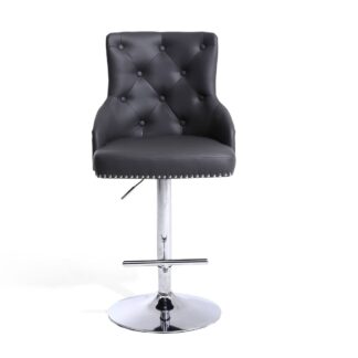 Shankar Rocco Leather Match Graphite Grey Bar Stool