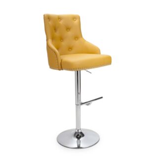 Shankar Rocco Leather Match Yellow Bar Stool