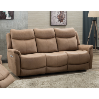 Furniture Link Arizona Caramel Fabric 3 Seater Electric Recliner Sofa