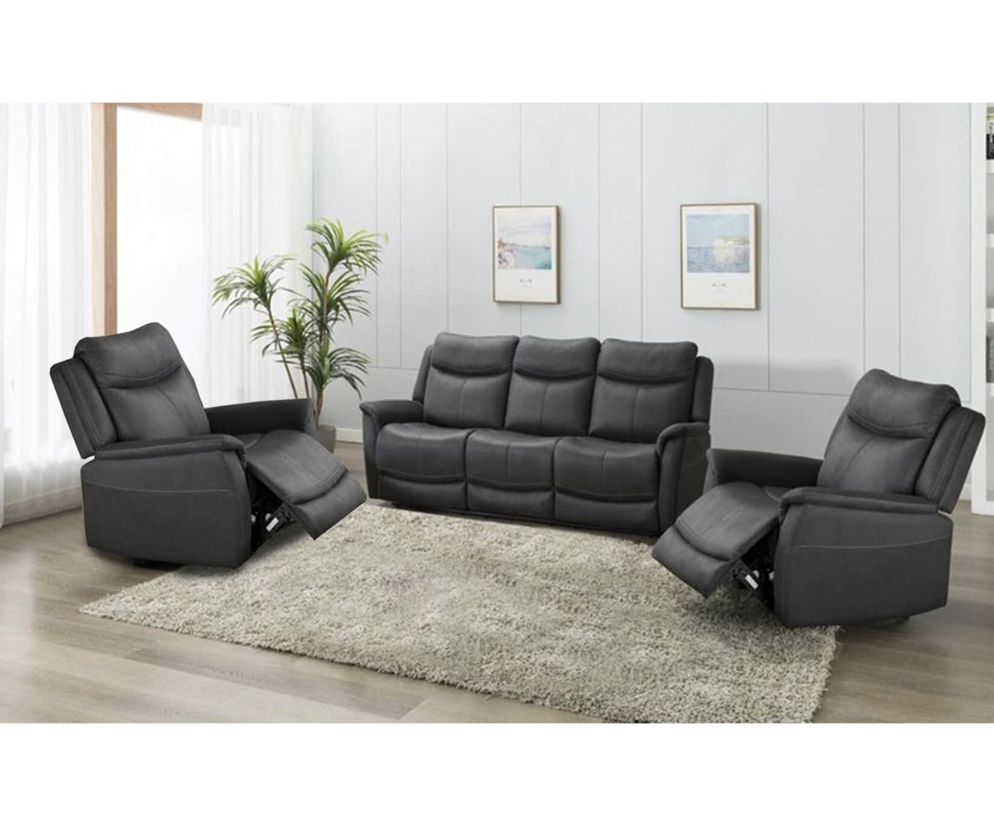 Furniture Link Arizona Slate Fabric 3+1+1 Sofa Set