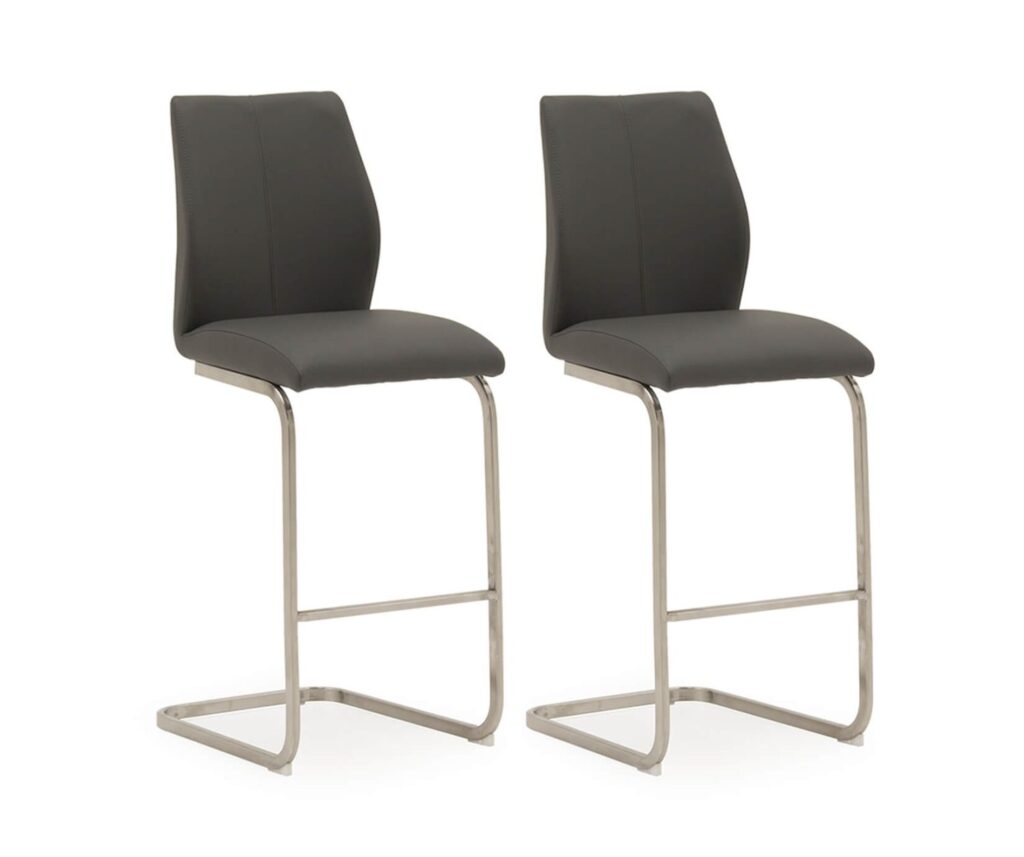 Irma bar chair brushed steel grey