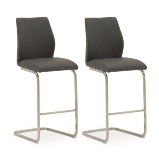 Vida Living Irma Grey Leather Bar Chair in Pair