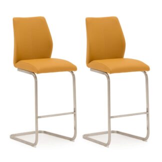 Vida Living Irma Pumpkin Leather Bar Chair in Pair