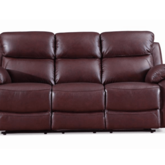 Exclusive Rivoli Burgundy Leather Recliner 3 Seater Sofa