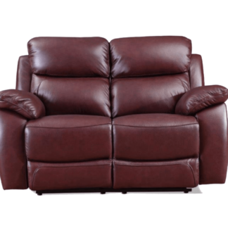 Exclusive Rivoli Burgundy Leather Recliner 2 Seater Sofa