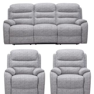 Exclusive Como Grey Fabric Power Recliner 3+1+1 Sofa Set