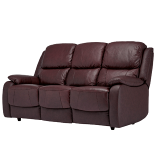 Palermo Wine Leather Fixed 3 Seater Sofa