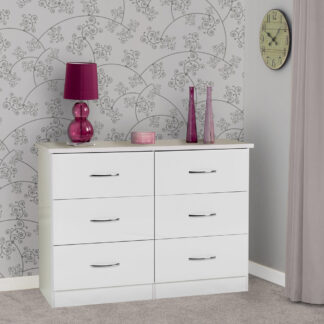 Seconique Nevada 6 Drawer White Storage Chest