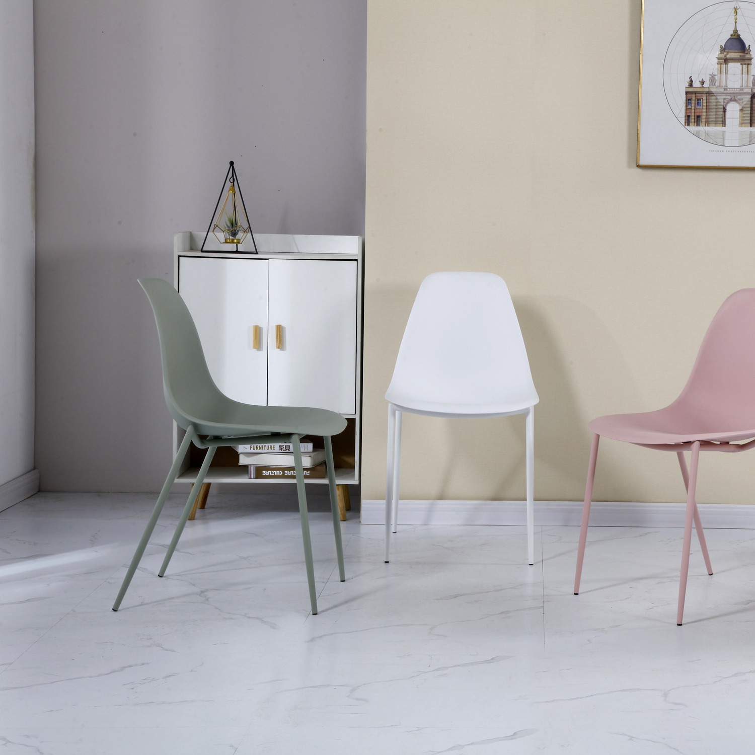 London White and Natural Oak Dining Set with White Chairs - Image 5