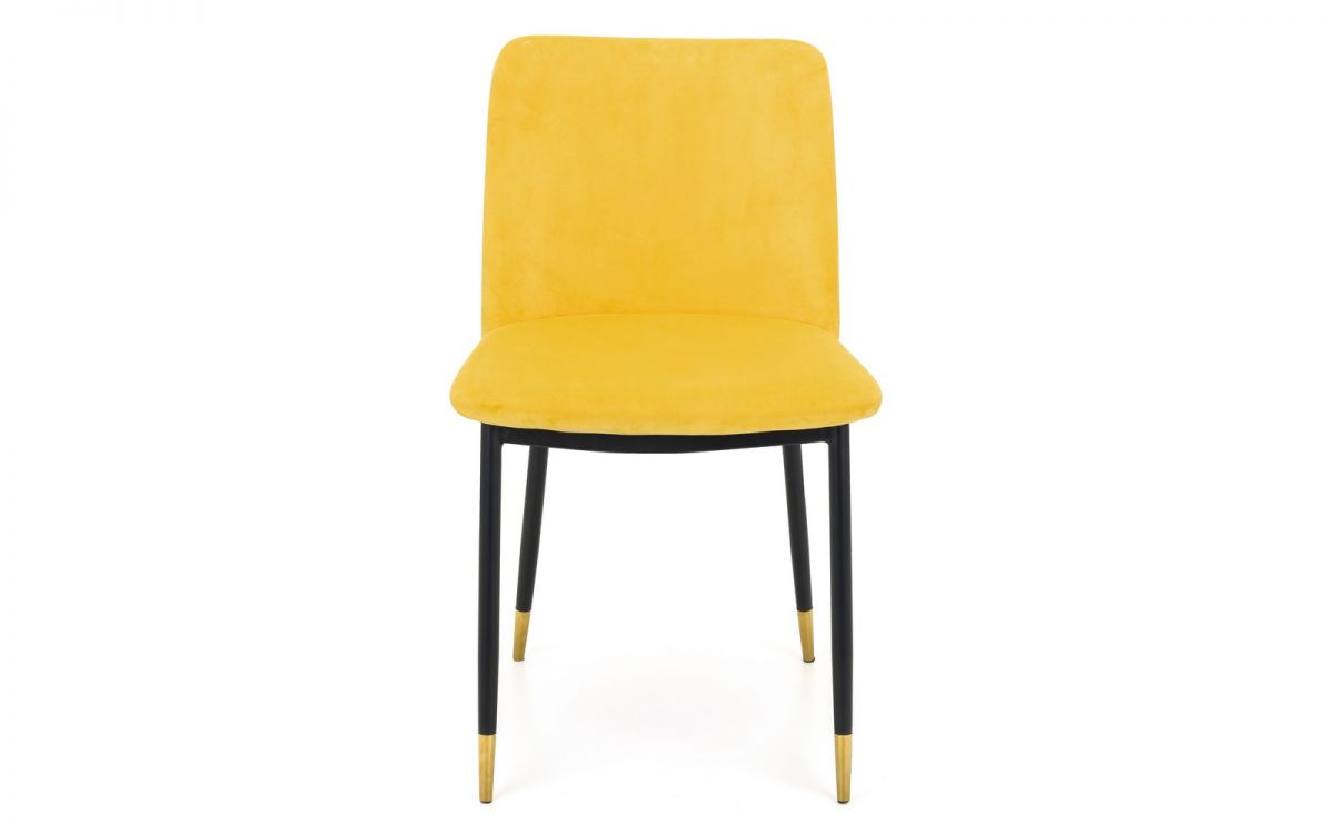 Julian Bowen Findlay Walnut and Black Square Dining Table with 4 Mustard Delaunay Dining Chair - Image 3