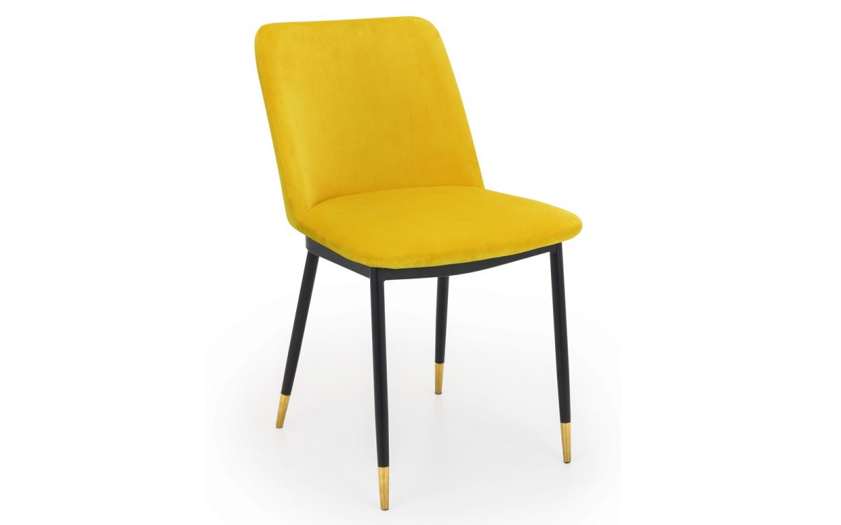 Julian Bowen Findlay Walnut and Black Square Dining Table with 4 Mustard Delaunay Dining Chair - Image 4