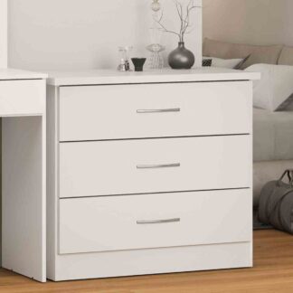 Seconique Nevada White Gloss 3 Drawer Chest