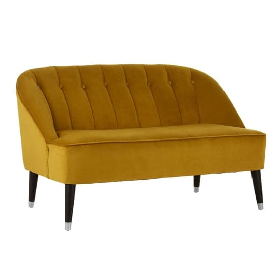 Agoront Upholstered Velvet 2 Seater Sofa In Yellow - Image 2