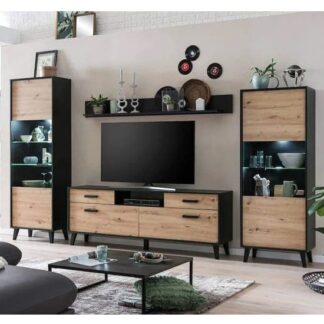 Aliso Living Room Furniture Set 2 In Artisan Oak With LED
