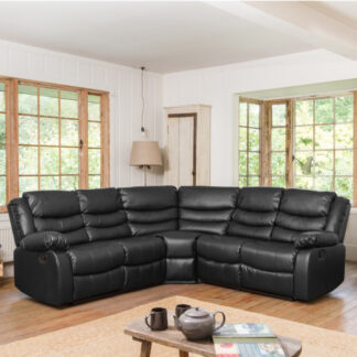 DFS Brooklyn Black Leather Recliner Corner Sofa