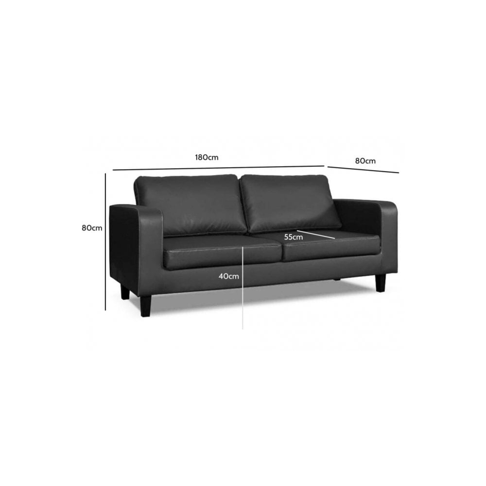 Compact Leather Black 3+2 Sofa Set - Image 3