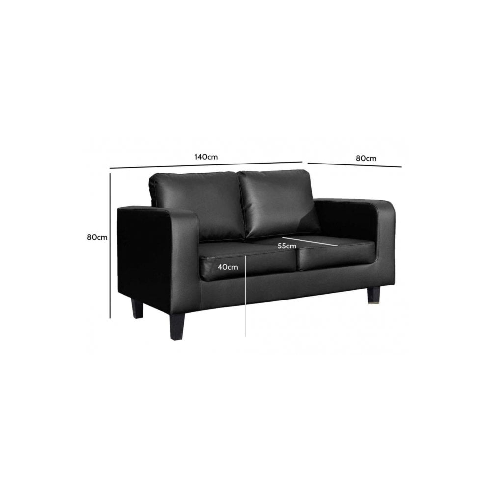 Compact Leather Black 3+2 Sofa Set - Image 4