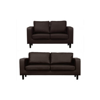 Compact Leather Brown 3+2 Sofa Set