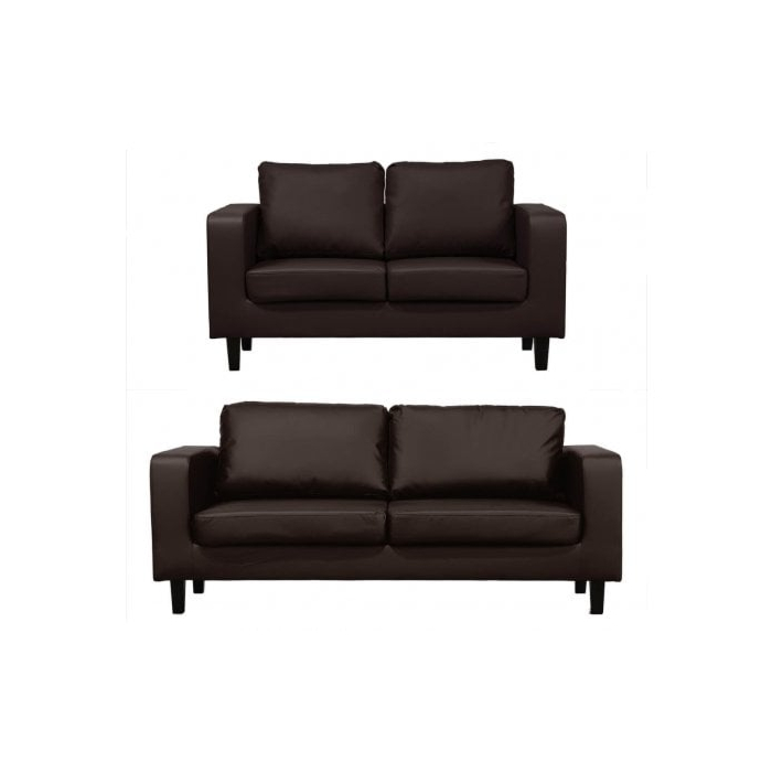 Compact Leather Brown 3+2 Sofa Set