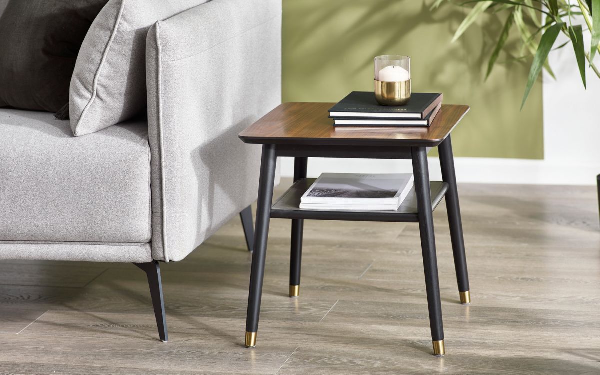 Julian Bowen Findlay Walnut and Black Lamp Table
