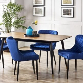Julian Bowen Findlay Walnut and Black Rectangular Dining Table with 4 Grey Delaunay Dining Chair