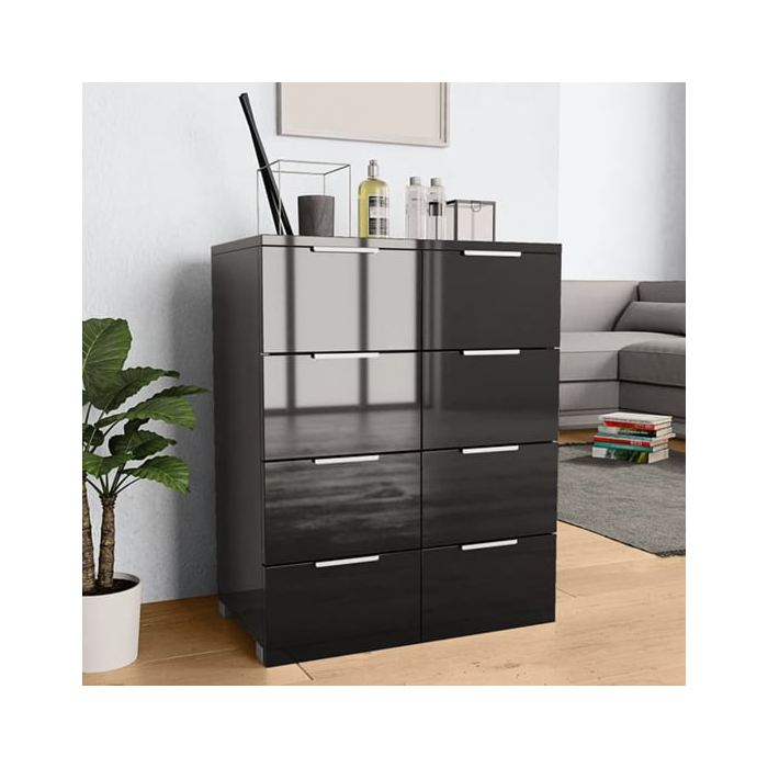 Friso High Gloss Chest Of 8 Drawers In Black Finish