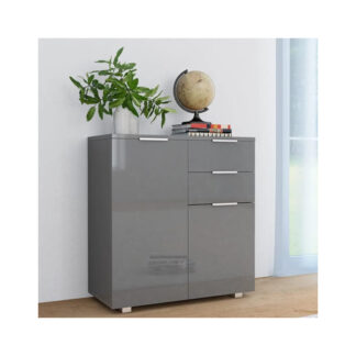 Friso High Gloss Sideboard With 2 Doors 2 Drawers In Grey Finish