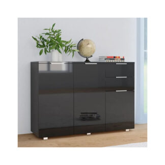 Friso High Gloss Sideboard With 3 Doors 2 Drawers In Black Finish