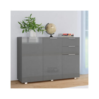 Friso High Gloss Sideboard With 3 Doors 2 Drawers In Grey Finish