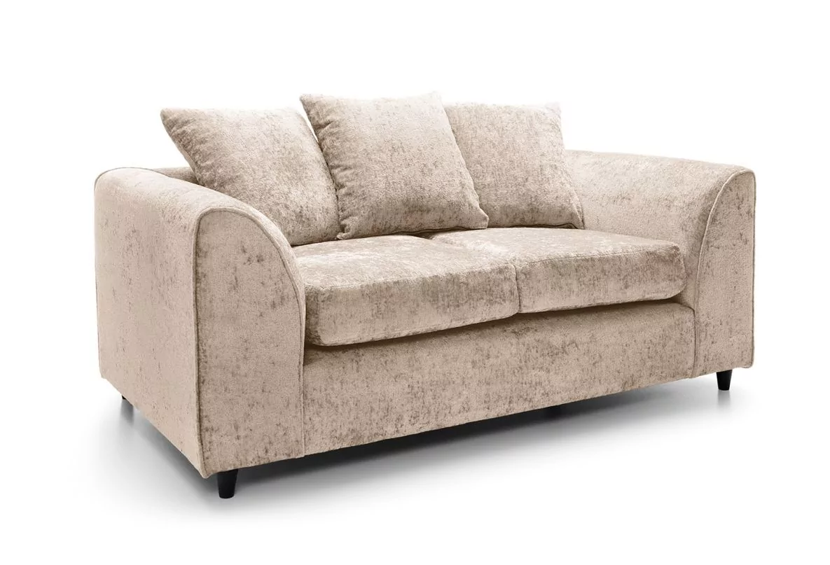 Gilliver Crushed Chenille 2 Seater Sofa - Cream Fabric - Image 2