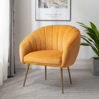 Helena Fabric Accent Chair - Velvet Yellow