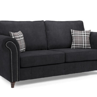 Oakland 3-Seater Tufted Faux Leather Sofa - Charcoal