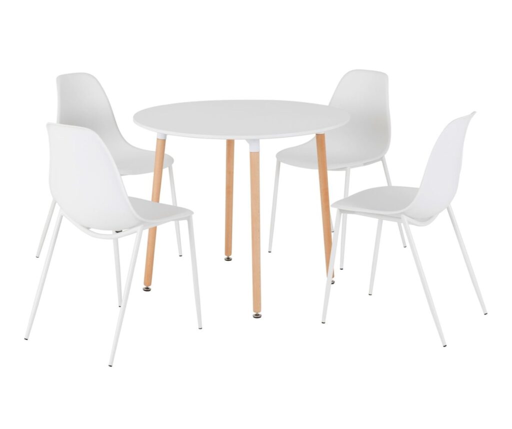 Lindon dining set white natural oak white