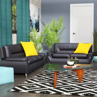 Mulvey Black Faux Leather 3+2 Seater Sofa Set