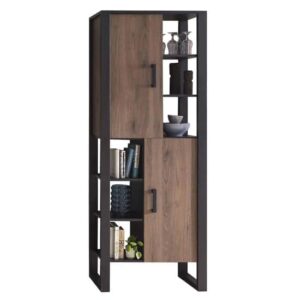 North wooden display cabinet tall 2 doors okapi walnut