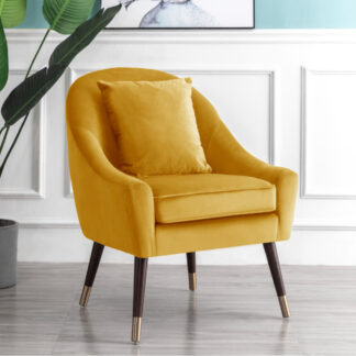 Octavia Fabric Accent Chair - Velvet Yellow