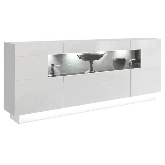 Salina High Gloss Sideboard 3 Doors In White With LED Lighting - Image 2