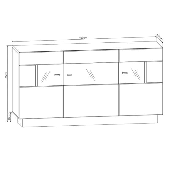 Salina High Gloss Sideboard 3 Doors In White With LED Lighting - Image 4