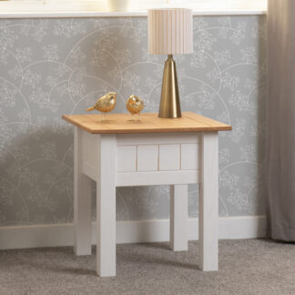 Seconique Panama White and Natural Wax Lamp Table