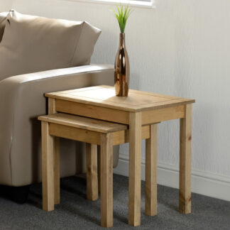 Seconique Panama Natural Wax Nest of Tables Set