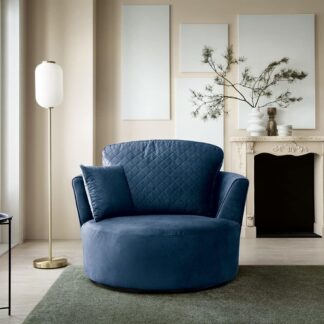 Ted Baker Velvet Swivel Chair - Dark Blue Fabric