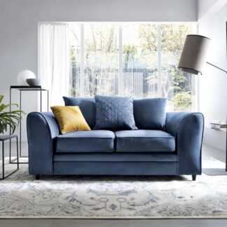 Ted Baker Velvet 2 Seater Sofa - Dark Blue Fabric