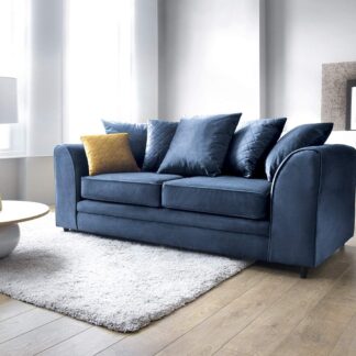 Ted Baker Velvet 3 Seater Sofa - Dark Blue Fabric