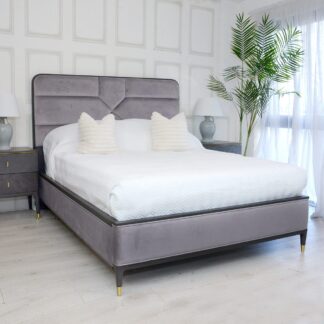 Diletta Ebony Ecru Velvet King Size Bed Frame