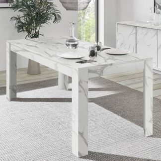 Corvi Italian Wooden Dining Table In White Marble Effect