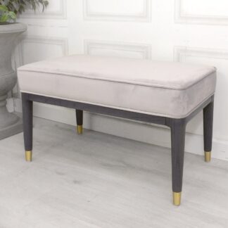 Diletta Ebony Ecru Velvet Dressing Stool