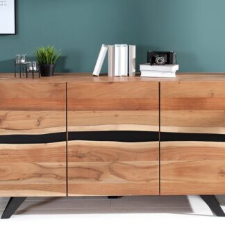 Amazonas Solid Acacia Wood Sideboard With Metal Frame And Tree Edge