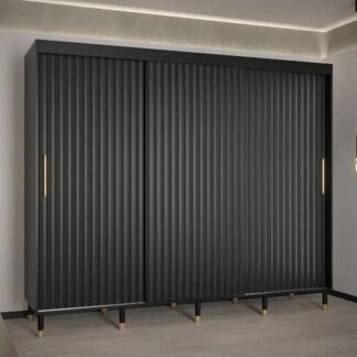 JYSK Adel I Wooden Wardrobe With 3 Sliding Doors 250cm In Black