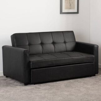 Annecy Faux Leather Sofa Bed in Black: Modern Comfort, Sleek Design, and Affordable Elegance for Your Space